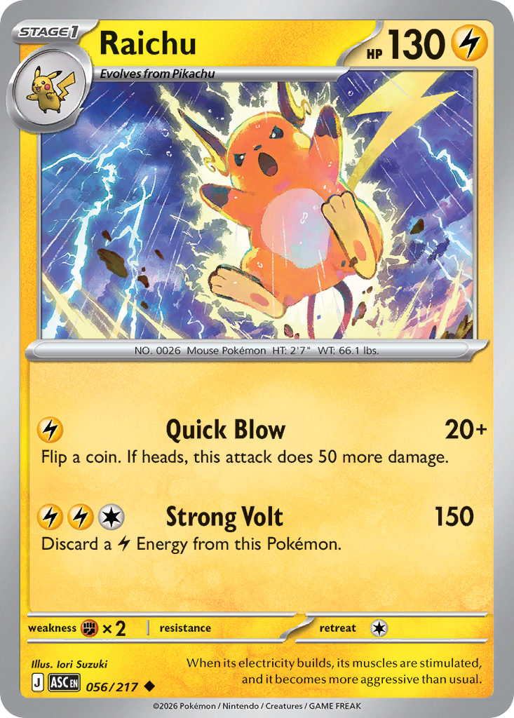 Raichu - 56/217 - Normal - NM - Uncommon - Ascended Heroes
