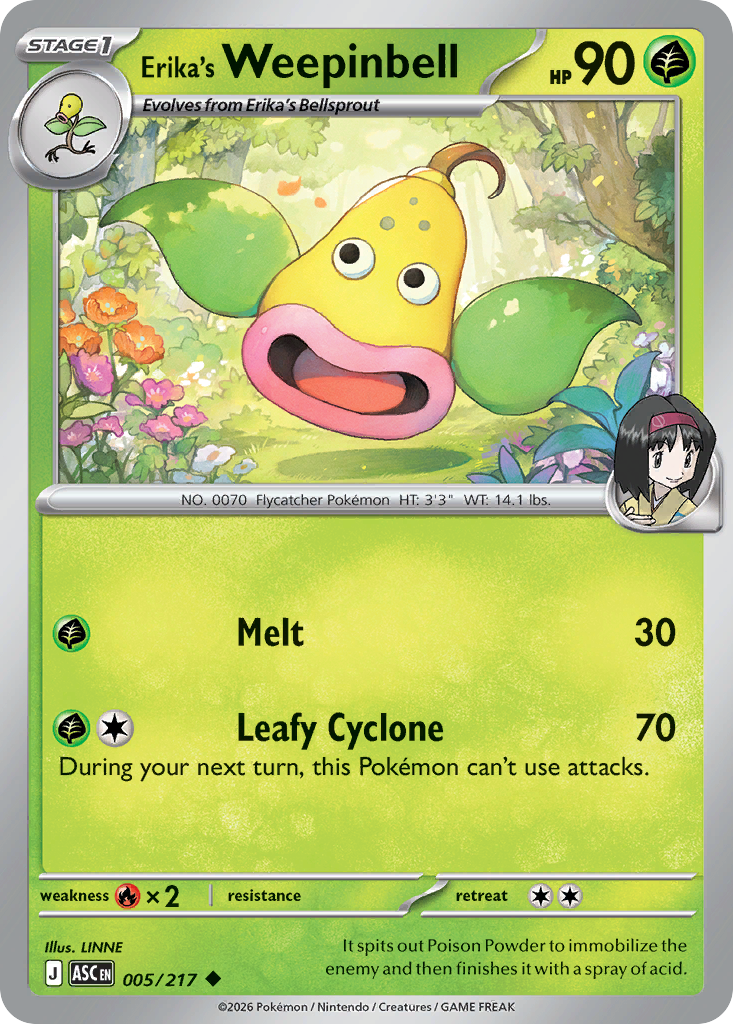 Erika's Weepinbell (Energy Symbol Pattern) - 5/217 - Reverse Holofoil - NM - Uncommon - Ascended Heroes