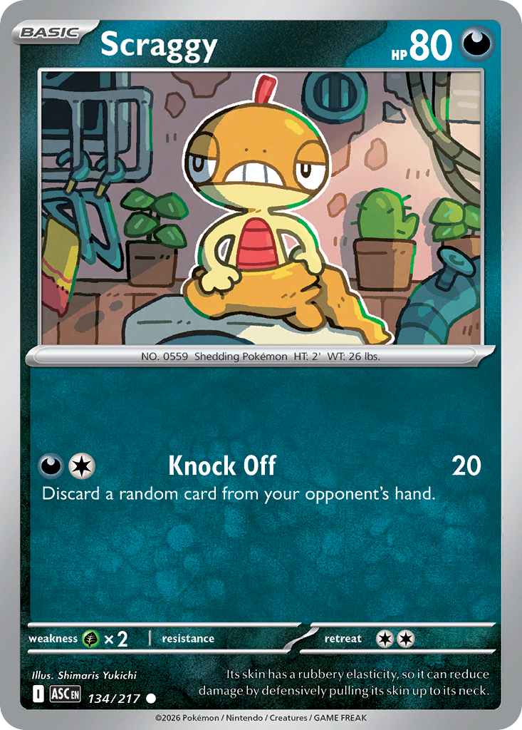 Scraggy (Energy Symbol Pattern) - 134/217 - Reverse Holofoil - NM - Common - Ascended Heroes