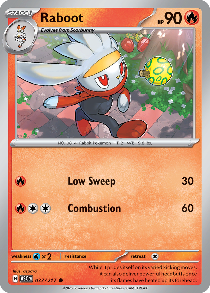 Raboot (Energy Symbol Pattern) - 37/217 - Reverse Holofoil - NM - Common - Ascended Heroes