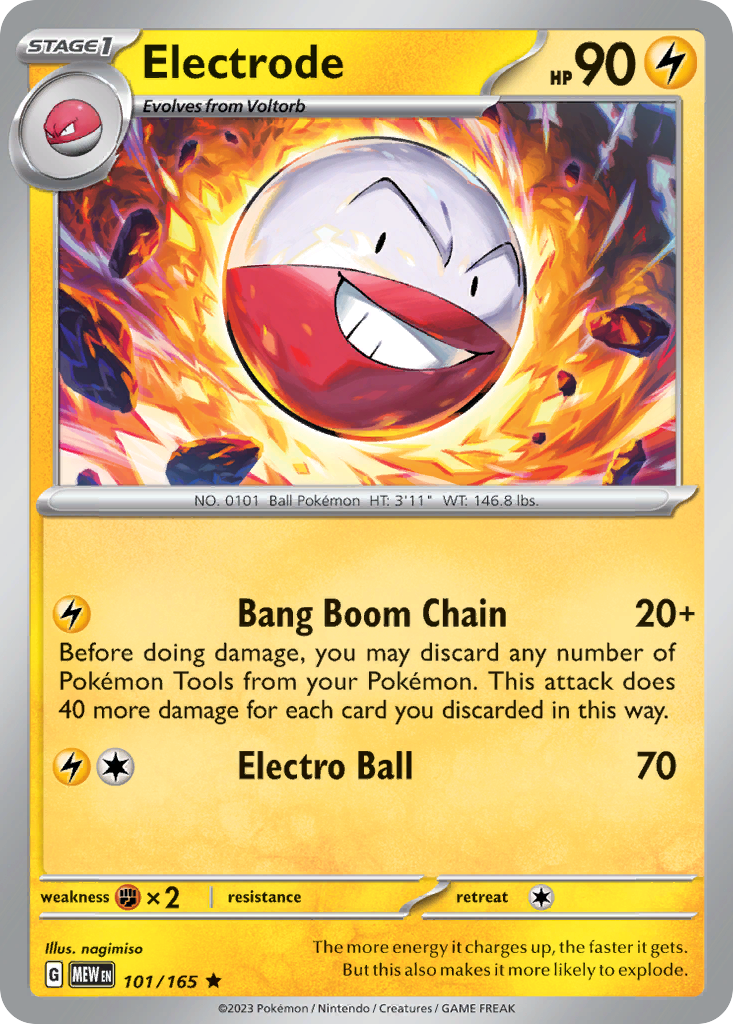 Electrode - 101/165 - Holofoil - NM - Rare - 151
