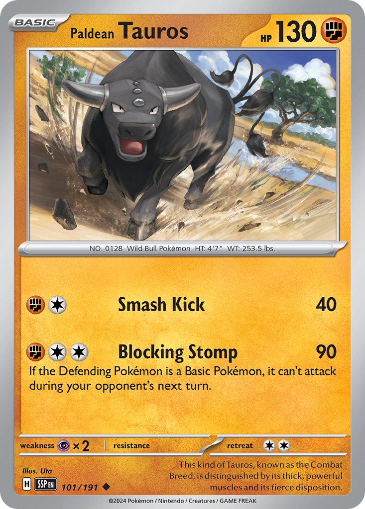 Paldean Tauros - 101/191 - Reverse Holofoil - NM - Uncommon - Surging Sparks