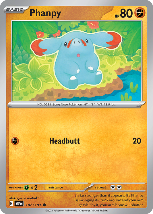 Phanpy - 102/191 - Reverse Holofoil - NM - Common - Surging Sparks