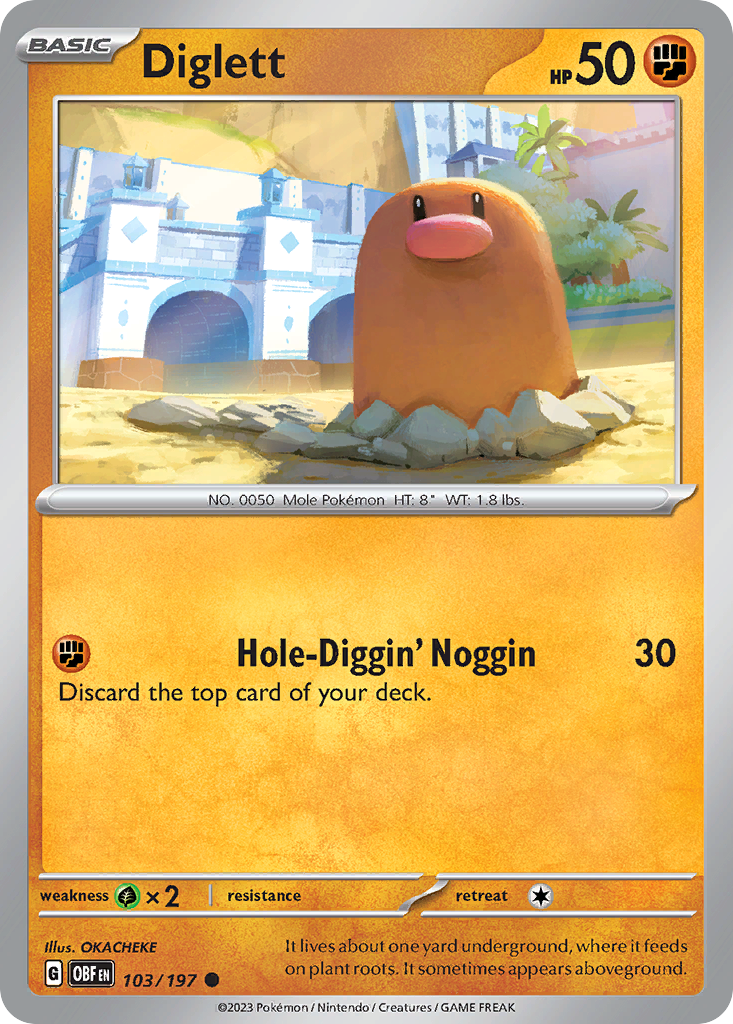 Diglett - 103/197 - Reverse Holofoil - NM - Common - Obsidian Flames
