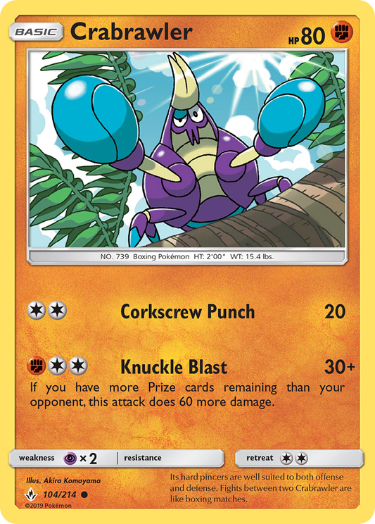 Crabrawler - 104/214 - Normal - NM - Common - Unbroken Bonds