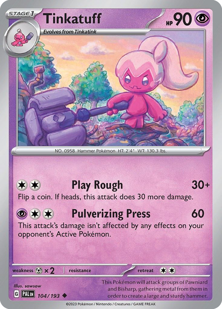 Tinkatuff - 104/193 - Reverse Holofoil - NM - Uncommon - Paldea Evolved