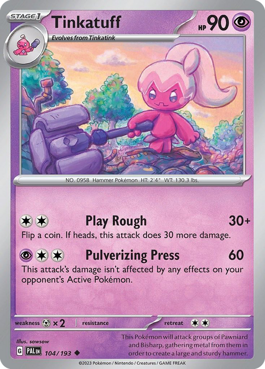 Tinkatuff - 104/193 - Reverse Holofoil - NM - Uncommon - Paldea Evolved