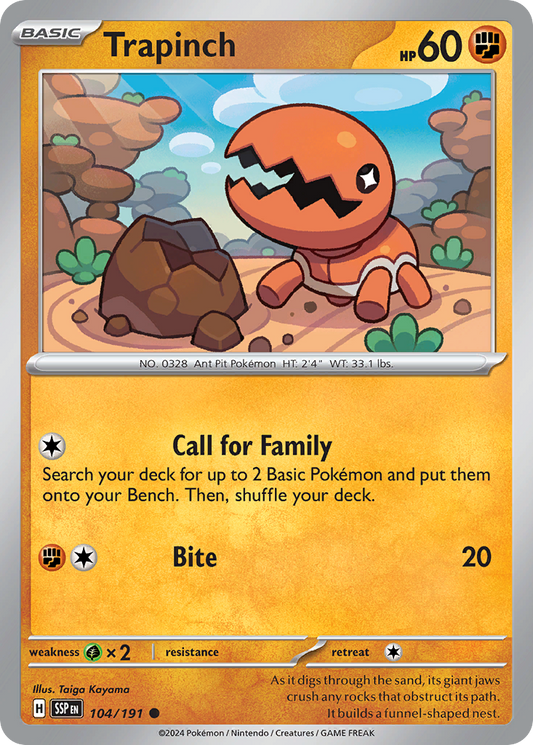 Trapinch - 104/191 - Reverse Holofoil - NM - Common - Surging Sparks