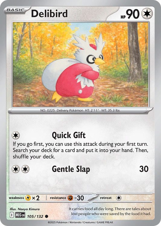 Delibird - 105/132 - Reverse Holofoil - NM - Common - Mega Evolution