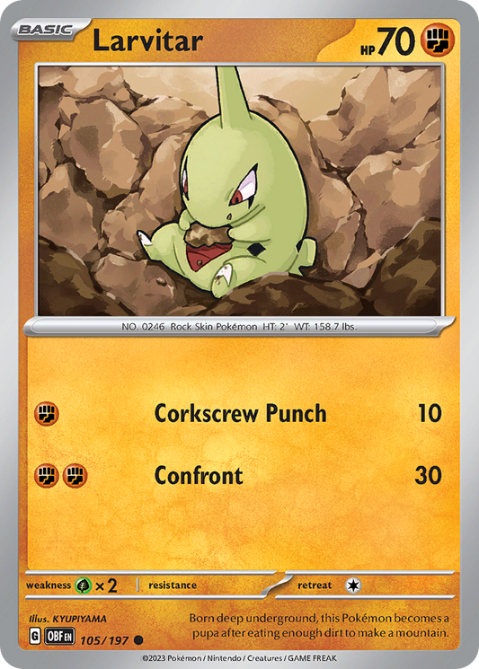 Larvitar - 105/197 - Normal - NM - Common - Obsidian Flames
