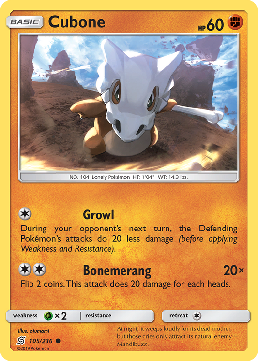 Cubone - 105/236 - Normal - NM - Common - Unified Minds