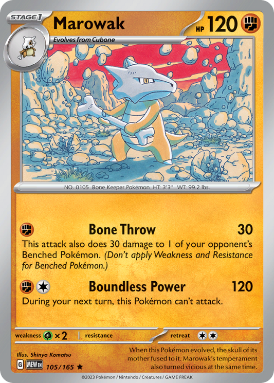 Marowak - 105/165 - Holofoil - NM - Rare - 151