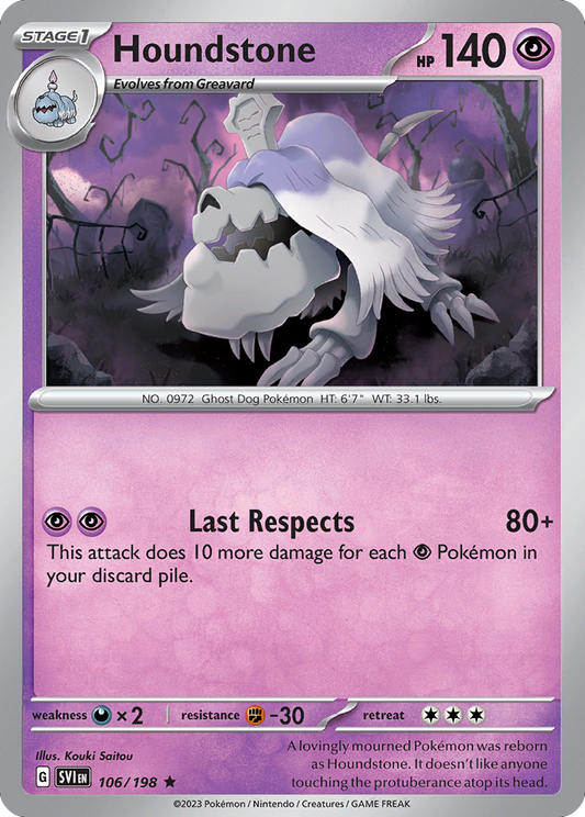 Houndstone - 106/198 - Holofoil - NM - Rare - Scarlet & Violet