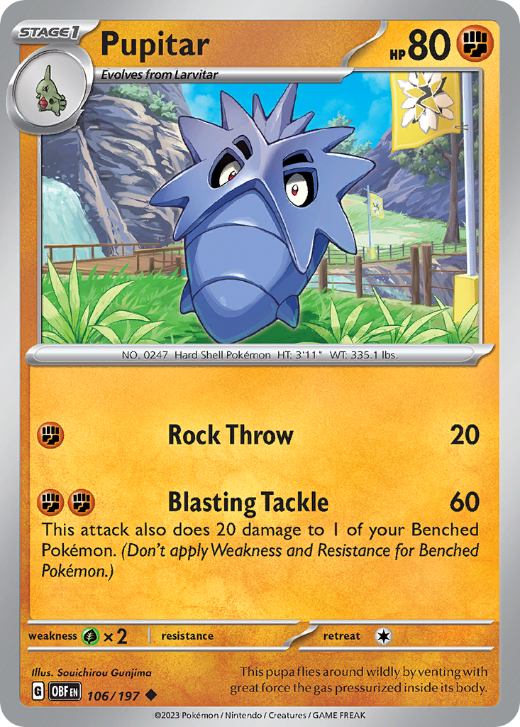 Pupitar - 106/197 - Normal - NM - Uncommon - Obsidian Flames