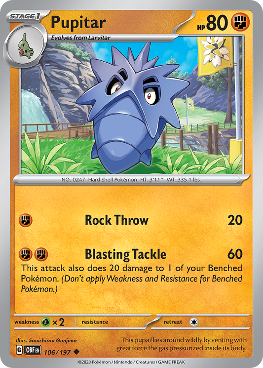 Pupitar - 106/197 - Normal - NM - Uncommon - Obsidian Flames