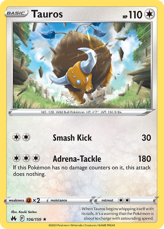 Tauros - 106/159 - Normal - NM - Rare - Crown Zenith