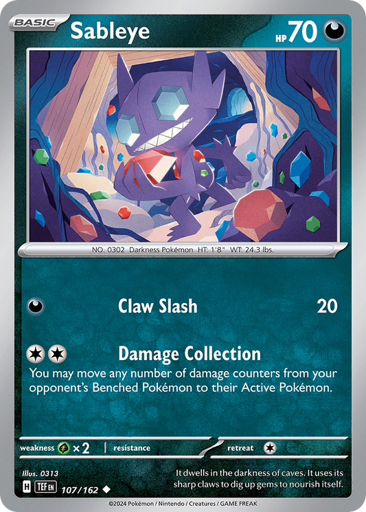 Sableye - 107/162 - Reverse Holofoil - NM - Uncommon - Temporal Forces