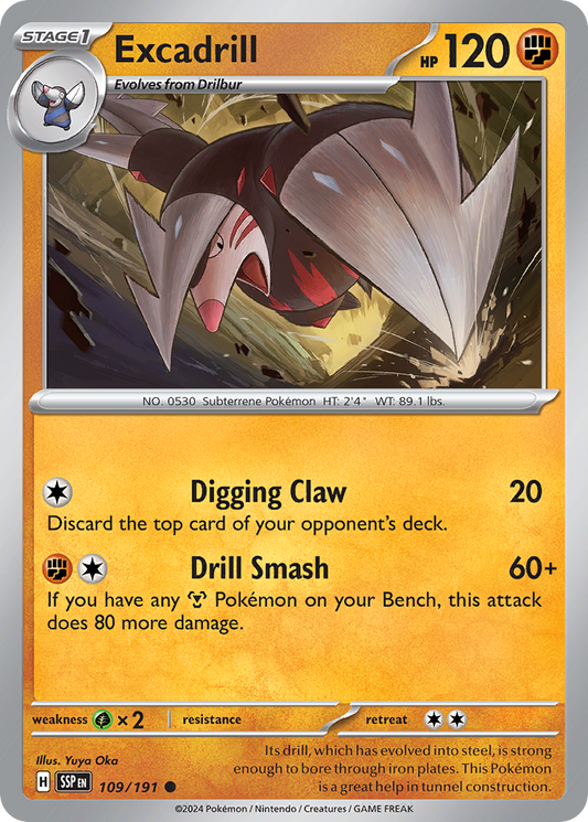 Excadrill - 109/191 - Reverse Holofoil - NM - Common - Surging Sparks