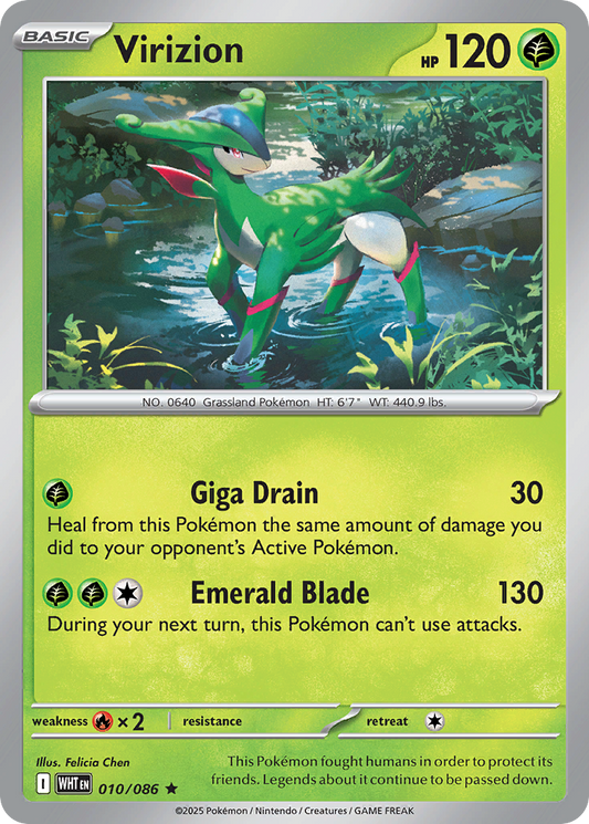 Virizion - 10/86 - Holofoil - NM - Rare - White Flare