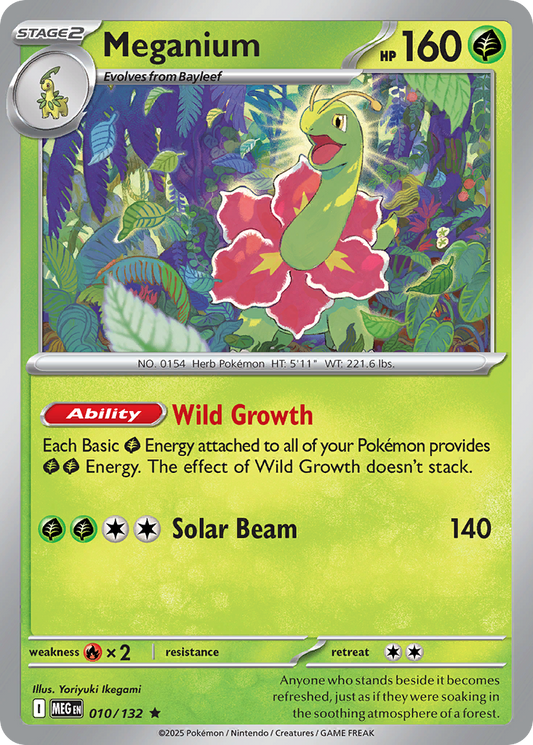 Meganium - 10/132 - Reverse Holofoil - NM - Rare - Mega Evolution