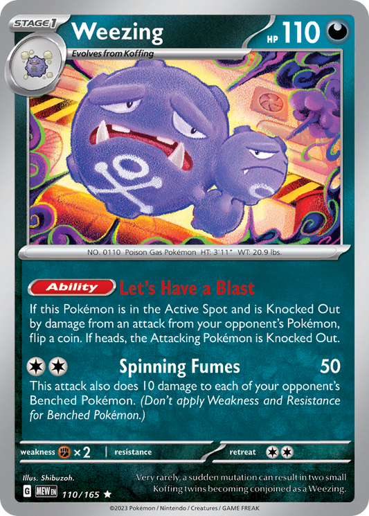 Weezing - 110/165 - Holofoil - NM - Rare - 151