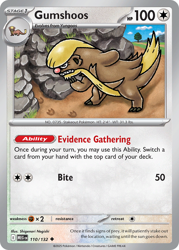 Gumshoos - 110/132 - Reverse Holofoil - NM - Uncommon - Mega Evolution