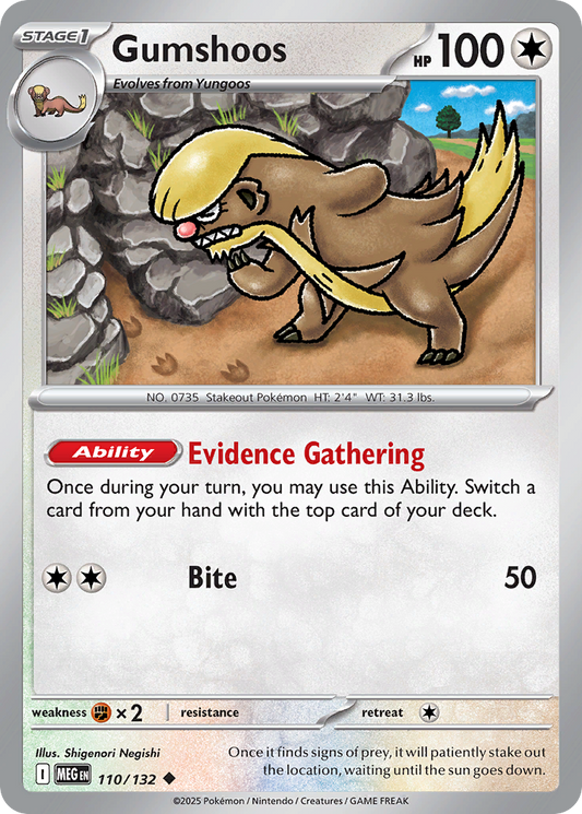 Gumshoos - 110/132 - Reverse Holofoil - NM - Uncommon - Mega Evolution