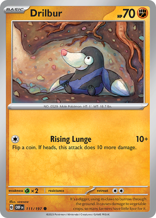 Drilbur - 111/197 - Normal - NM - Common - Obsidian Flames