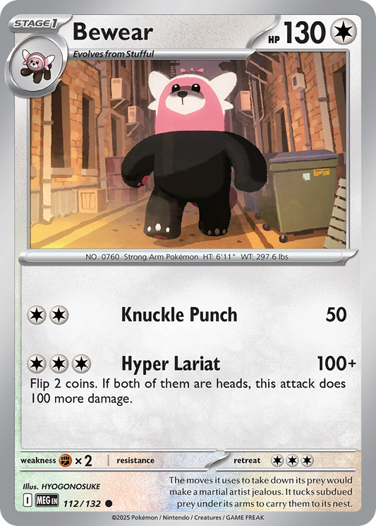 Bewear - 112/132 - Normal - NM - Common - Mega Evolution