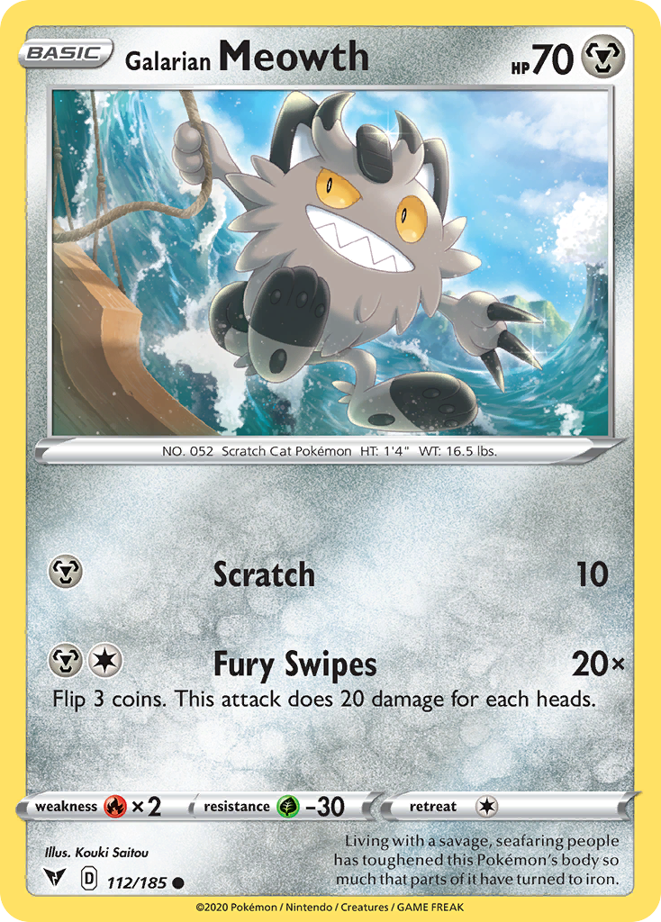 Galarian Meowth - 112/185 - Normal - NM - Common - Vivid Voltage