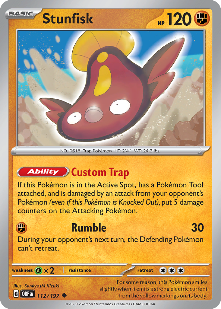 Stunfisk - 112/197 - Normal - NM - Uncommon - Obsidian Flames