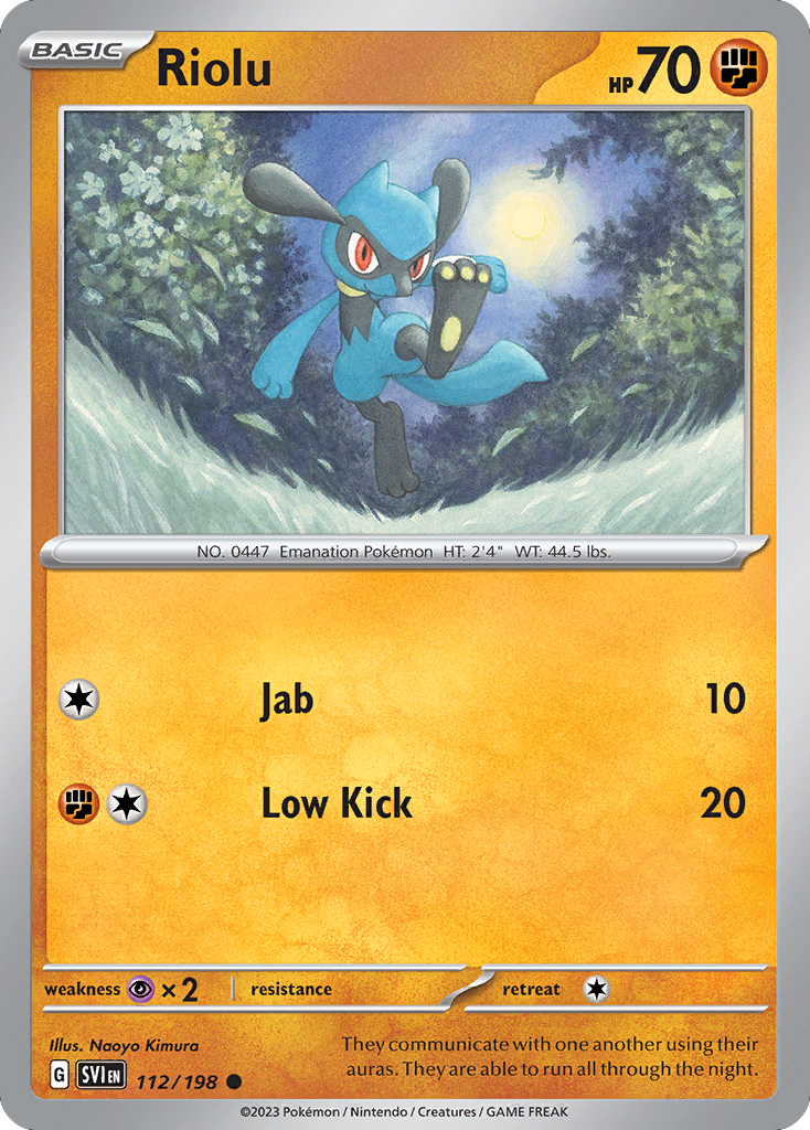 Riolu - 112/198 - Reverse Holofoil - NM - Common - Scarlet & Violet