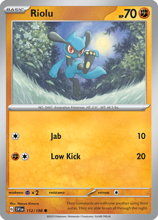 Riolu - 112/198 - Reverse Holofoil - NM - Common - Scarlet & Violet