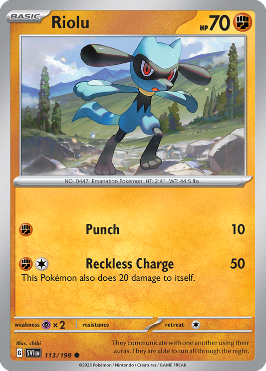 Riolu - 113/198 - Normal - NM - Common - Scarlet & Violet