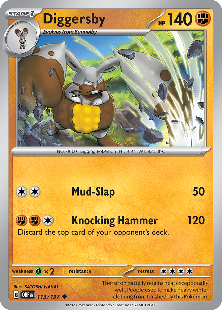 Diggersby - 113/197 - Normal - NM - Uncommon - Obsidian Flames
