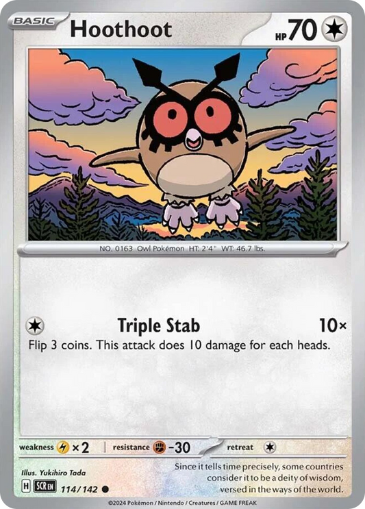 Hoothoot - 114/142 - Reverse Holofoil - NM - Common - Stellar Crown