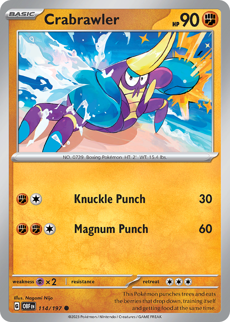 Crabrawler - 114/197 - Normal - NM - Common - Obsidian Flames