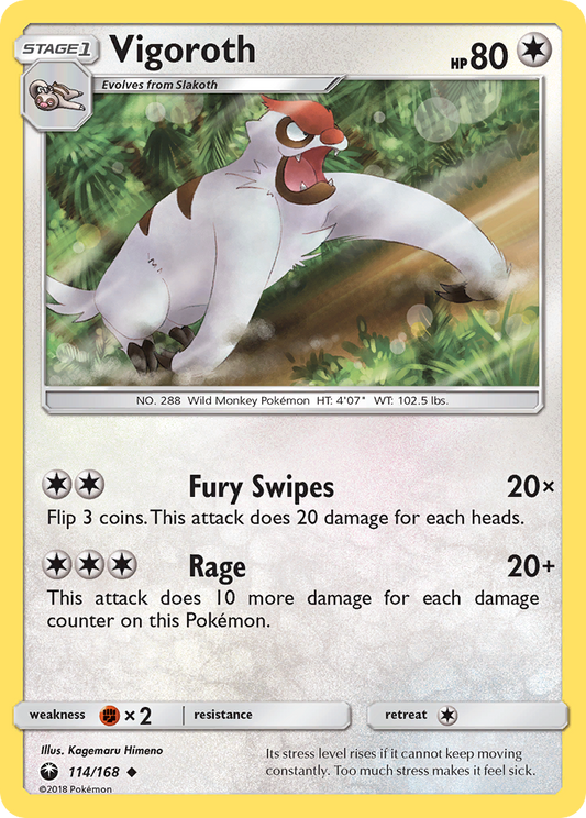 Vigoroth - 114/168 - Normal - NM - Uncommon - Celestial Storm