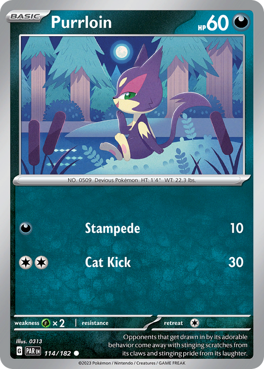 Purrloin - 114/182 - Reverse Holofoil - NM - Common - Paradox Rift