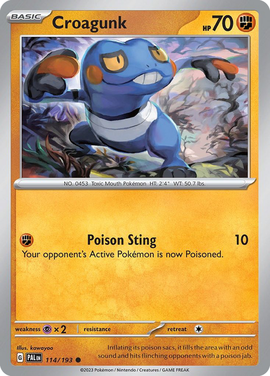 Croagunk - 114/193 - Reverse Holofoil - NM - Common - Paldea Evolved