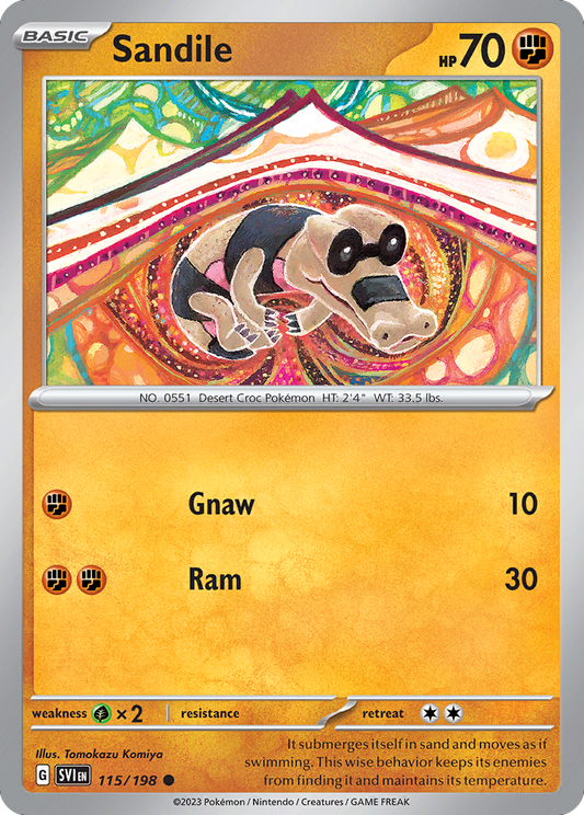 Sandile - 115/198 - Reverse Holofoil - NM - Common - Scarlet & Violet
