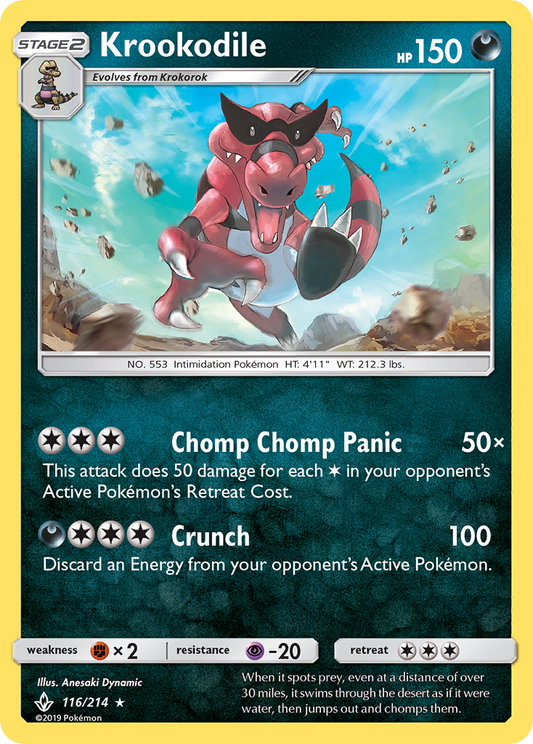 Krookodile - 116/214 - Normal - NM - Rare - Unbroken Bonds