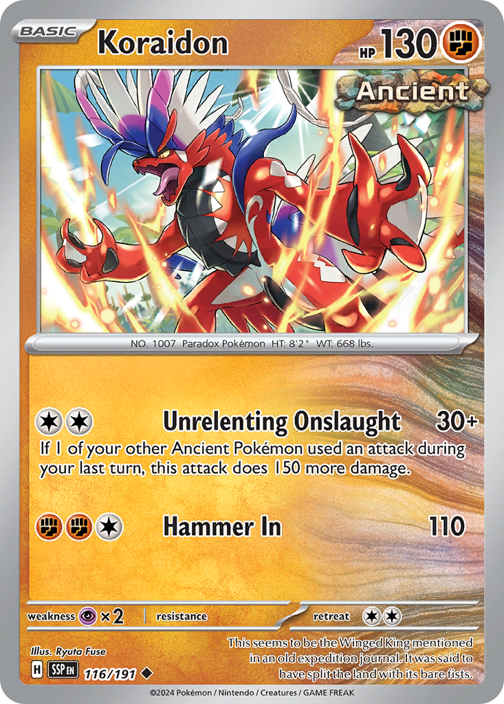 Koraidon - 116/191 - Reverse Holofoil - NM - Uncommon - Surging Sparks