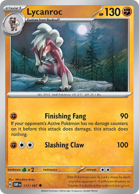 Lycanroc - 117/197 - Normal - NM - Uncommon - Obsidian Flames