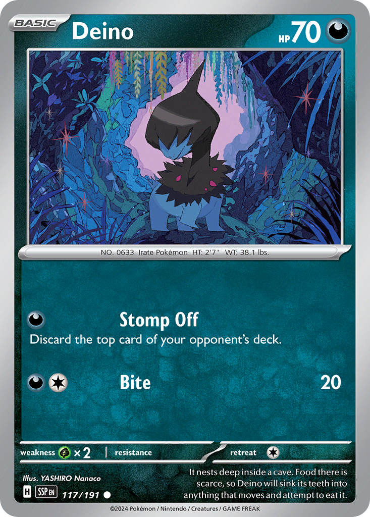 Deino - 117/191 - Reverse Holofoil - NM - Common - Surging Sparks