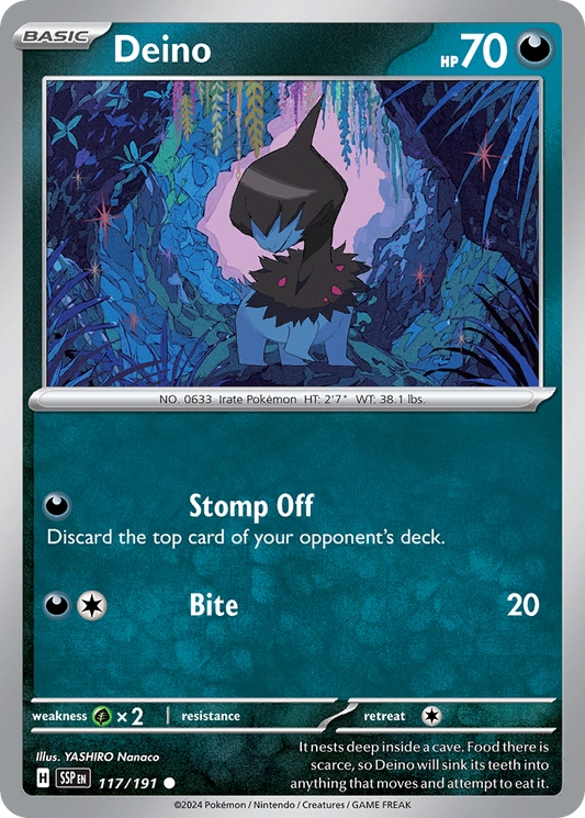 Deino - 117/191 - Reverse Holofoil - NM - Common - Surging Sparks