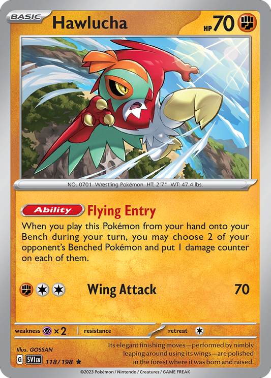 Hawlucha - 118/198 - Holofoil - NM - Rare - Scarlet & Violet