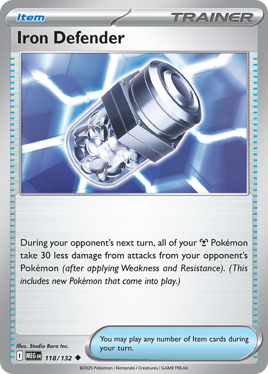 Iron Defender - 118/132 - Reverse Holofoil - NM - Uncommon - Mega Evolution