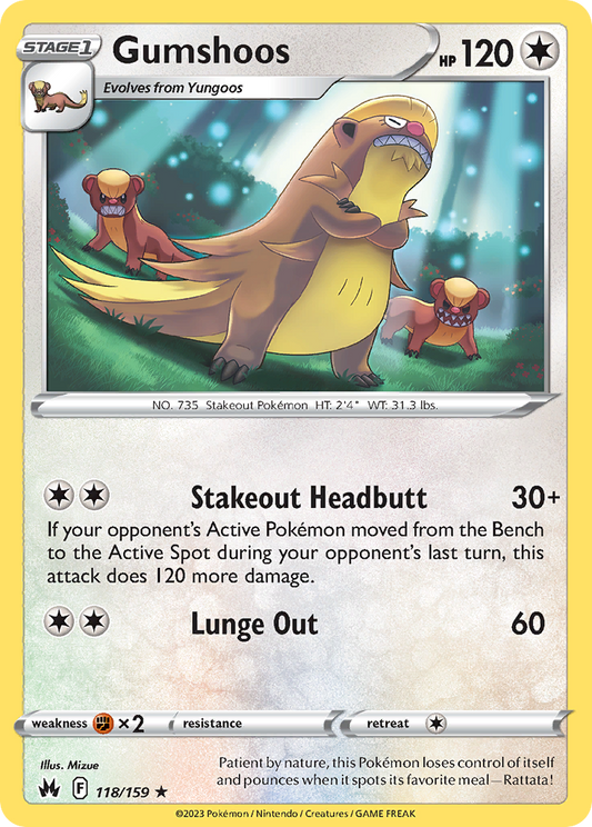 Gumshoos - 118/159 - Normal - NM - Rare - Crown Zenith