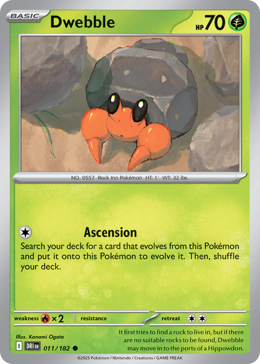 Dwebble - 11/182 - Reverse Holofoil - NM - Common - Destined Rivals